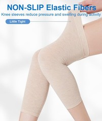 2 Pairs Knee Compression Sleeves for Women, Lightweight Short, Black+Beige