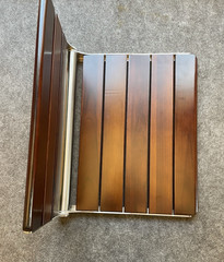 20″ Folding Dark Teak Wood Shower Seat-Wall Mounted Bench – BLEMISH