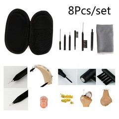 8Pcs Hearing Aid Cleaning Kit Brush Vent Cleaner Wire Magne Wax Loop Tools S~gw