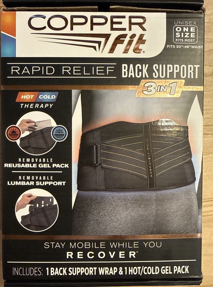Copper Fit CFRRBK1SZ-001-OS Back Support Brace – Black