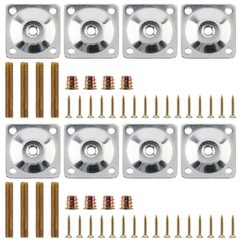 HOJLKLD 8 Sets Leg Mounting Plates Kit, M8 Thread Furniture Sofa Legs Silver