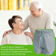 Adult Plastic Pants Waterproof Diaper Cover Reusable Leak Proof XL Gray