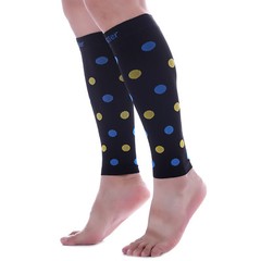Doc Miller Calf Compression Sleeve 1Pair 20-30mmHg Varicose Polka Dot BLK/BLUYLW