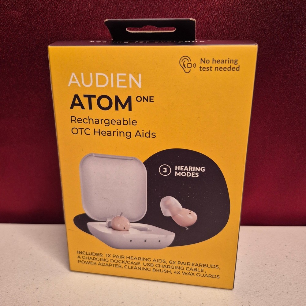 Audien Atom One Hearing Aids Unisex OS Beige Rechargeable OTC Wireless Charging