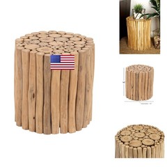 Deco Seventy-Nine Deco 79 Teak Wood Handmade Side End Accent Table End Table
