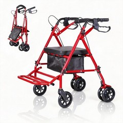 Rollator Walker with Seat, Foot Pedal, Underseat Storage, Foldable Walking Chair