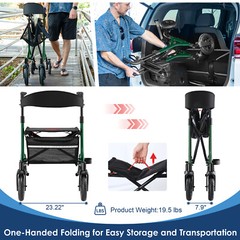 MAXWALK Portable All Terrain Foldable Outdoor Walker 10″ Wheels 300lb Senior USA