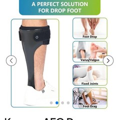 Adjustable Drop Foot Orthosis Brace, Polyethylene, Anatomical Design, Black