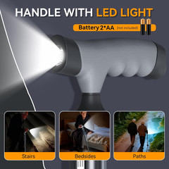 Walking Cane with LED Light for Seniors Men Women, Adjustable Folding Canes for