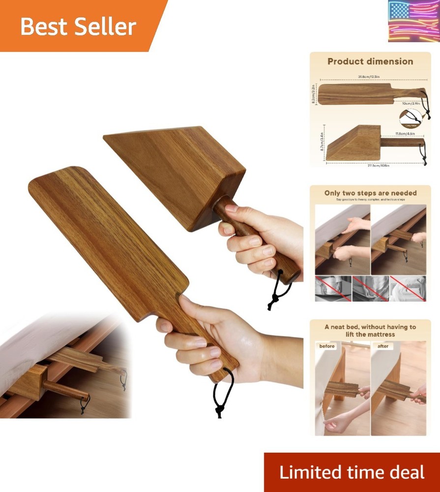 Acacia Wood Mattress Lifter Tool for Changing Sheets, Easy Lever-Action Lift ..-