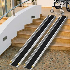8ft Telescoping Adjustable Aluminum Wheelchair Ramp ,Portable Ramp 600LBS 1 Pair