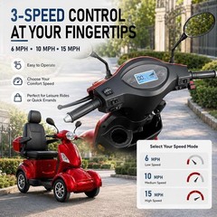 Mobility Scooter for Seniors 600 lbs Heavy Duty 4 Wheel Electric Travel 38miles