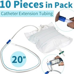 10 Pack 20 Inch Leg Bag Extension Tubing – Flexible, Latex-Free Drainage Hose…