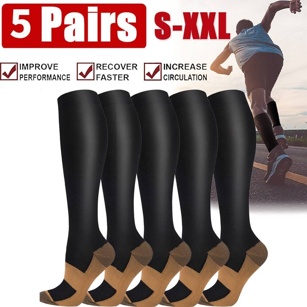 NEW Copper Compression Socks 20-30mmHg Graduated Support Mens Womens S-XXL
