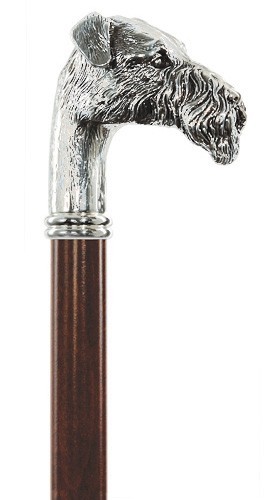 New! Made in Italy Concord Silver plated Fox Terrier Dog Head Walking Stick Cane