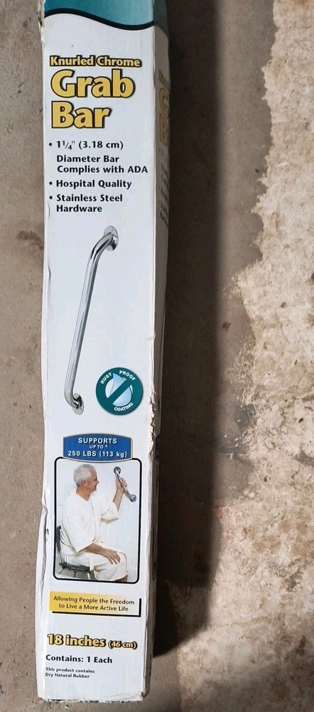Medline ADA Compliant Knurled Grab Bar -18 in. x 1-1/4 in. bath safety