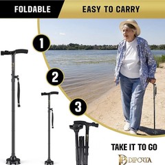 Walking Cane For Men and Women With 5 Height Adjustable Levels. Led Lights