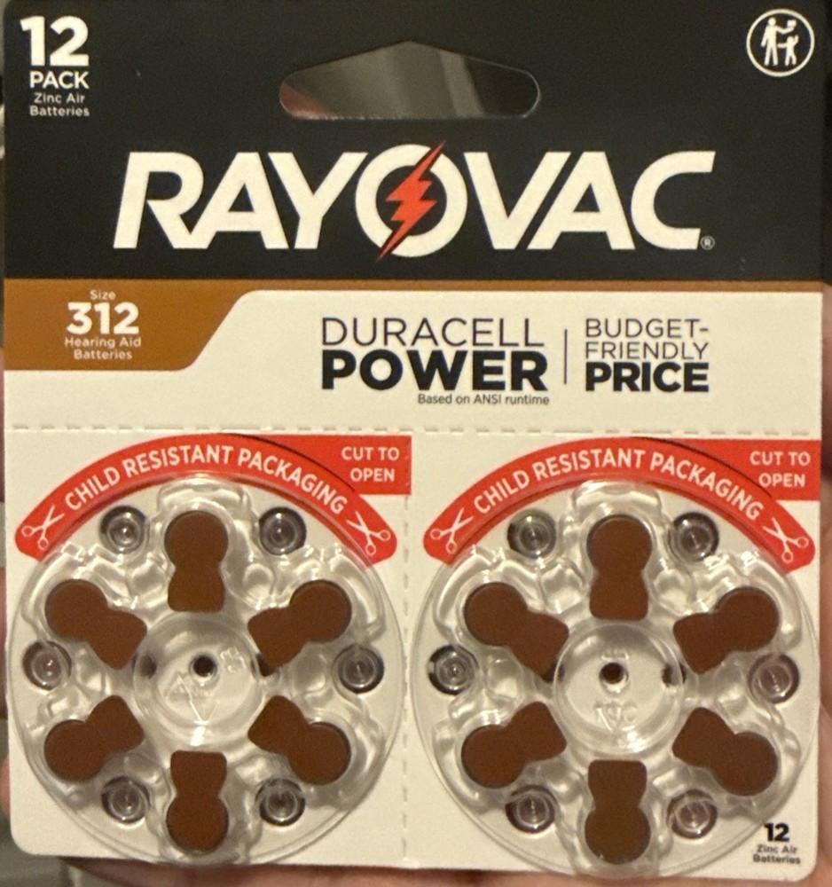 24 Rayovac Sz 312 Hearing Aid Batteries Two 12-Packs | Zinc Air 1.45V | Exp 2028