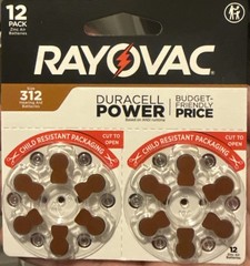 24 Rayovac Sz 312 Hearing Aid Batteries Two 12-Packs | Zinc Air 1.45V | Exp 2028