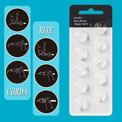 Hearing Aid Domes for Oticon Minifit Single Vent Bass Domes: 2 Packs (8Mm)