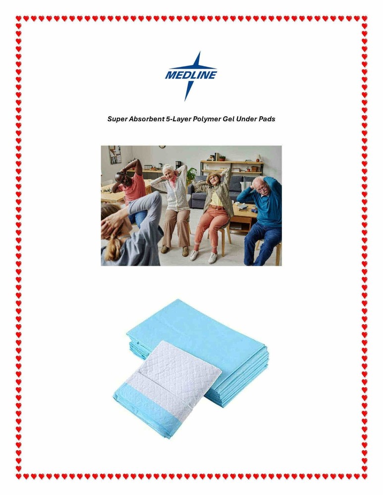 Medline 30×30″ XL Quilted 5-Layer Super Absorbent Gel Underpads MSC282045Z 50ct