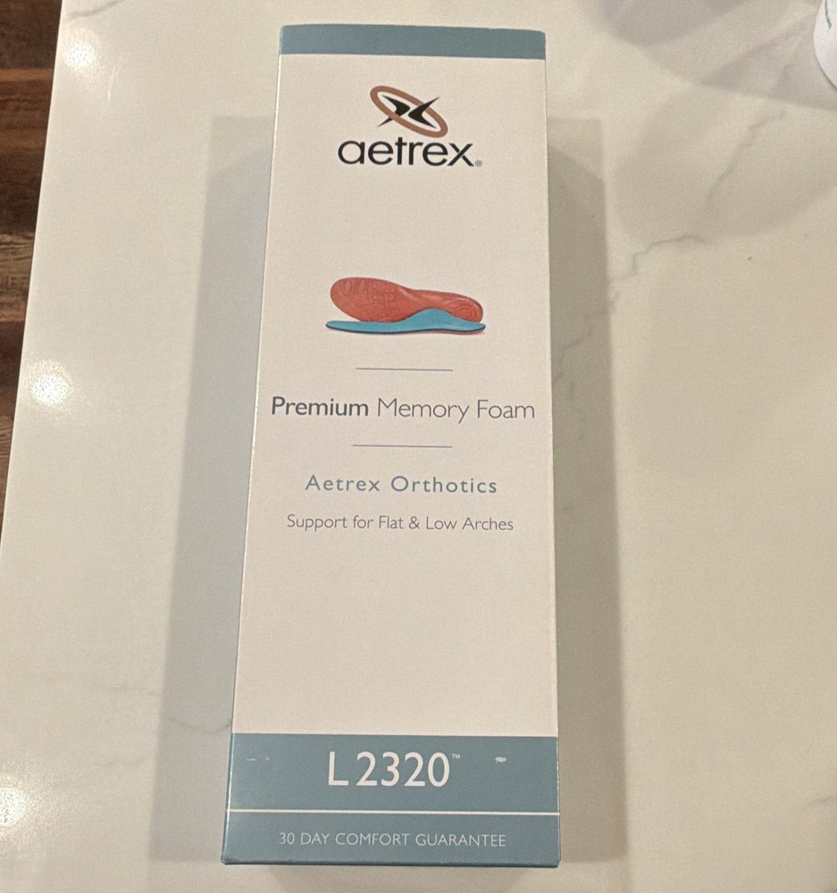 Aetrex Premium Memory Foam Orthotic Insoles L2320 Full Length Blue Flat Feet