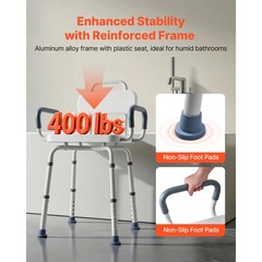Uimoso Swivel Shower Chair with Arms and Back, Heavy Duty Seat, 400 lbs Capacity