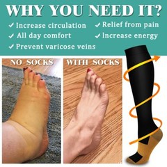 Compression Socks (S-XXL) Pain Relief Calf Leg Foot Support Stocking Men & Women