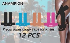 12 Count Precut Kinesiology Tape for Knees, Waterproof Knee Tape for Knee Pain