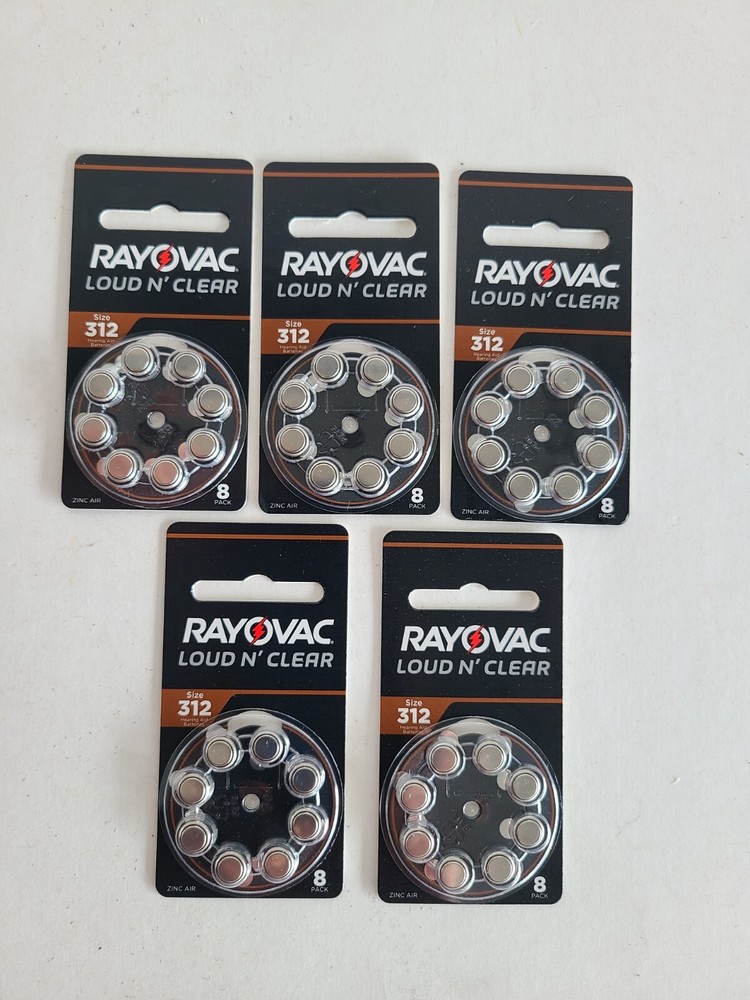 Rayovac Loud N’ Clear Size 312 Hearing Aid Batteries (40) Use By June 2025 NEW.