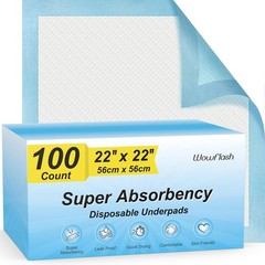100 Count 22” x 22” Super Absorbency Disposable Underpads Leakproof Quick Drying