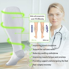 Wide Calf Compression Socks for Women&Men XX-Large 3 Pair-black/White/Grey