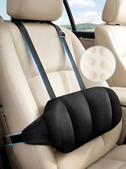 Adjustable Car Seat Lumbar Support Pillow Dual Straps Memory Foam Lower Back Wai