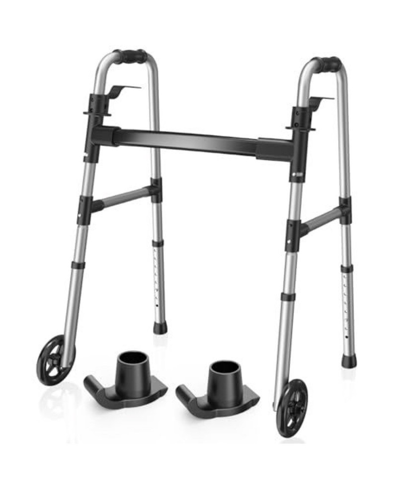 LOYODA FOLDING WALKER W/ 5” WHEELS & SKIS ADJUSTABLE LIGHTWEIGHT 350 LB NEW