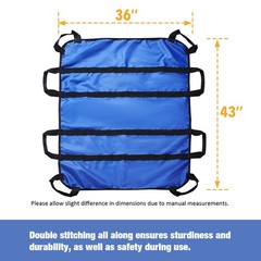 Patient Transfer Sheet with 8 Handles, 43″ x 36″ Repositioning & x