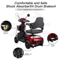 350W Heavy Duty 4-Wheel All Terrain Mobility Scooters for Seniors 8Mph 37Miles