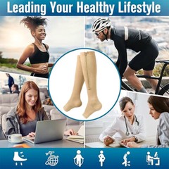 Gradient Outdoor Sports Zipper Compression Anti Embolism Stocking Support Socks
