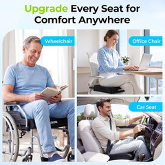 Gel Wheelchair Seat Cushion, Waterproof Cover, Pressure Sore & Ulcer | Ergonomic