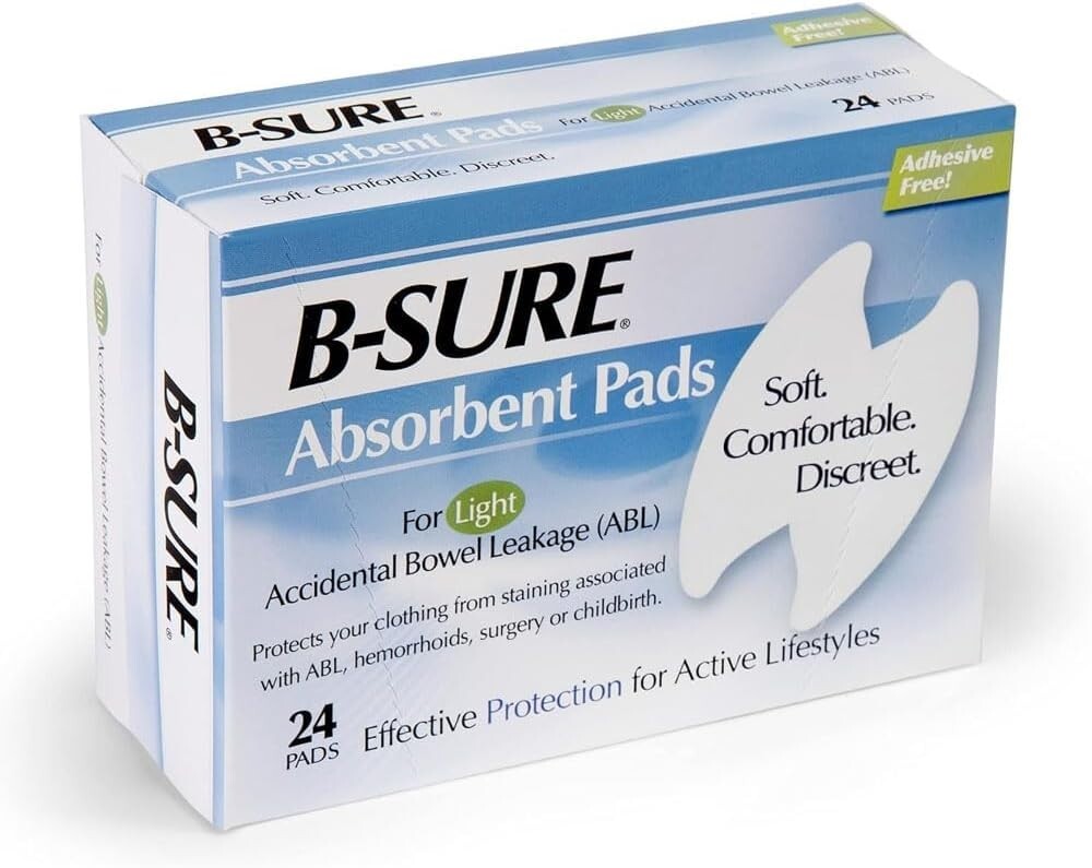 BSURE 24 Anal Leakage Pads, Light Absorbency Incontinence Liner, FREE shipping