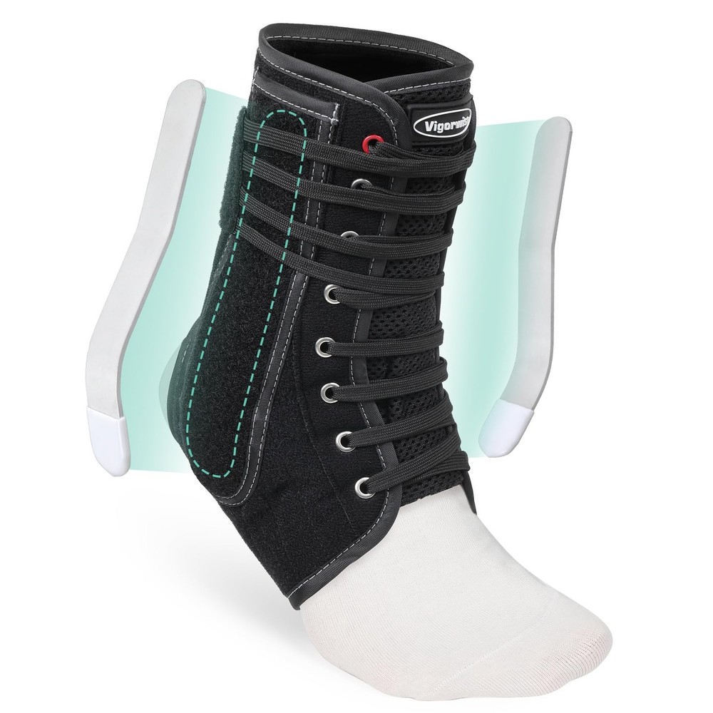 Lace Up Ankle Brace with Side Stabilizers Adjustable Support