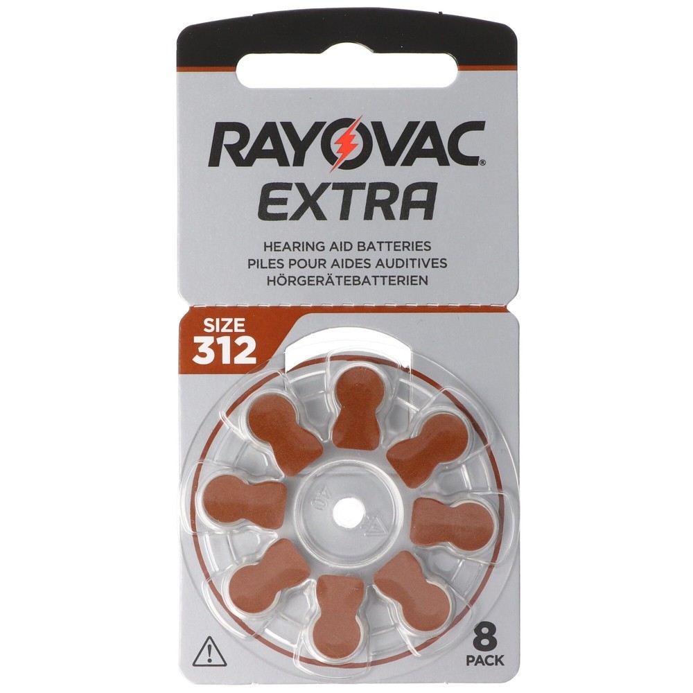 1000 x Rayovac Extra Advanced size 312 hearing aid batteries 8 blister PR41 2…