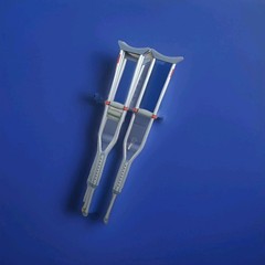 Adjustable Height Underarm Crutches Pair Gray/Silver Aluminum w/ Pads, Grip