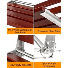 Foldable Wall-Mounted Shower Seat 20″ Red-Brown Wood Stainless Steel Frame