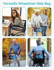 Wheelchair Side Bag, Wheelchair Armrest Pouch Accessories with Cup Holder