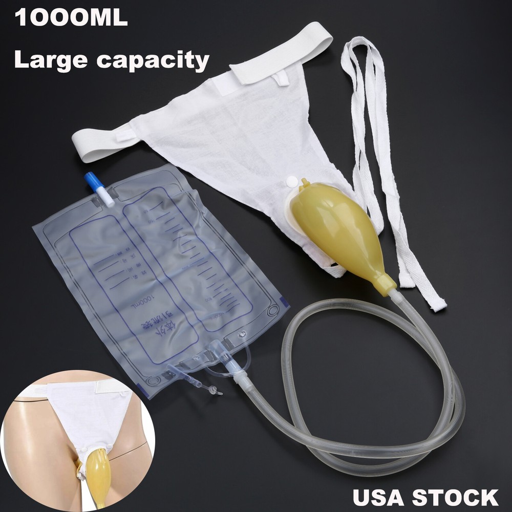 Male Reusable portable Wearable Male Urine Bag Urinal Collector Toilet 1000ml