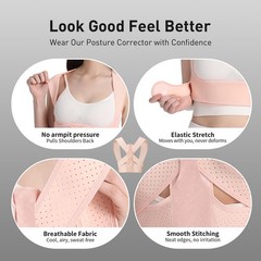 WNIEYO Back Brace Posture Corrector for Women Shoulder Straightener M/L, Pink