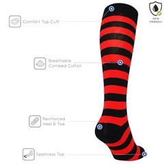 Unisex Knee High Stripe Socks 8-11 Stripe Red and Black