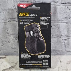 ACE Brand Ankle Support with Side Stabilizers Adjustable Black 1 Brace Open Box