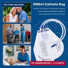 Urinary Drainage Bag 2000ml, 5 Pack Catheter Bags for Women and Men | Enhanced A