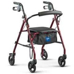 4 Wheel Rollator Rolling Walker with Padded Seat Storage Basket Hand Brake 350lb